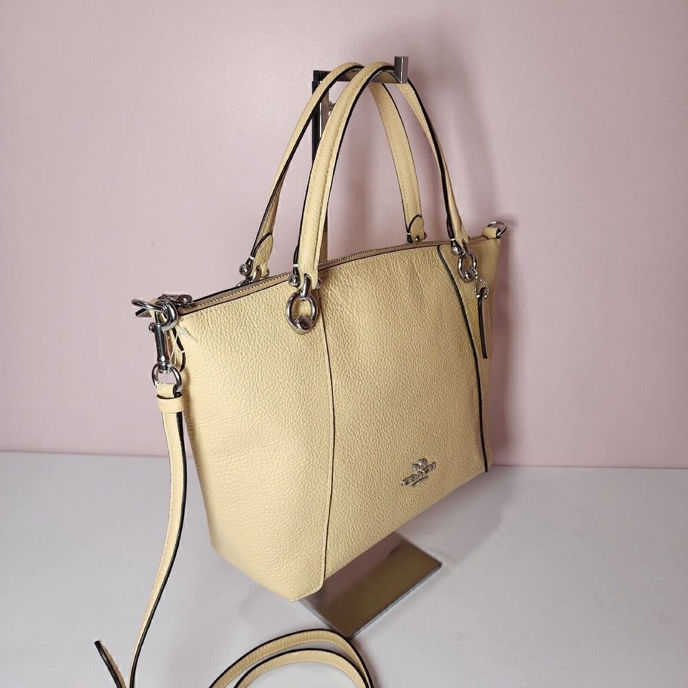 NWT COACH C6229 Kacey Satchel Pebble Leather Shoulder Bag Silver/Vanilla - Picture 4 of 8